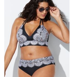 Bikini with metallic rose gold pattern